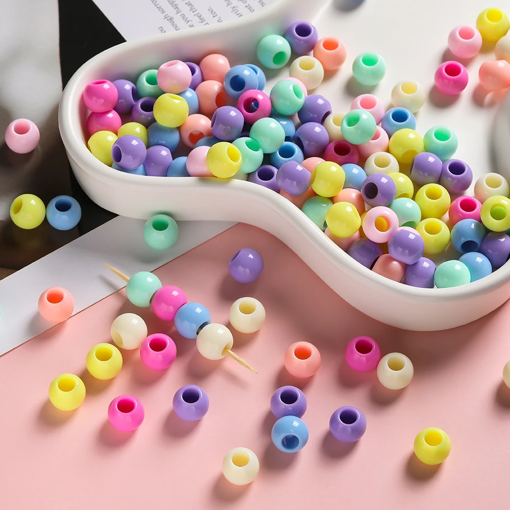 

6-16mm Acrylic Round Opaque Big Hole Beads Loose Spacer Beads for Jewelry Making DIY Bracelet Necklace Accessories