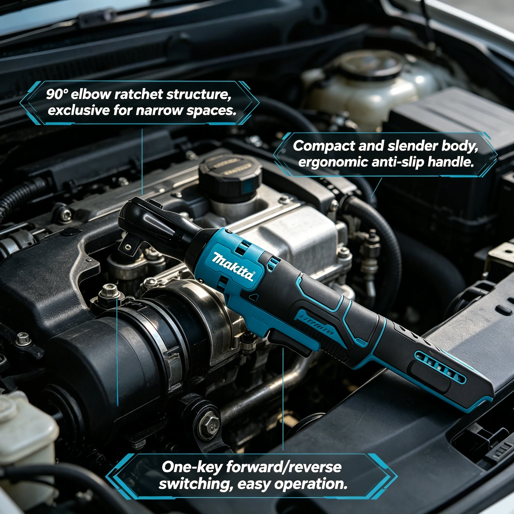 

Makita 18V Brushless Cordless Ratchet Wrench | Right Angle Driver with Variable Speed & LED(only machine）