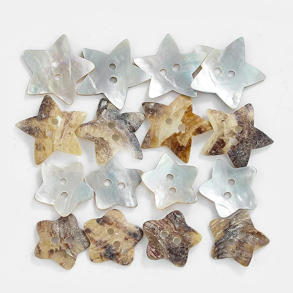 

10pcs Natural Martensian Shell Clasp Pentagram Shape 2-holes Flatback Button Scrapbook Shirt Cufflink Apparel Sewing Accessories