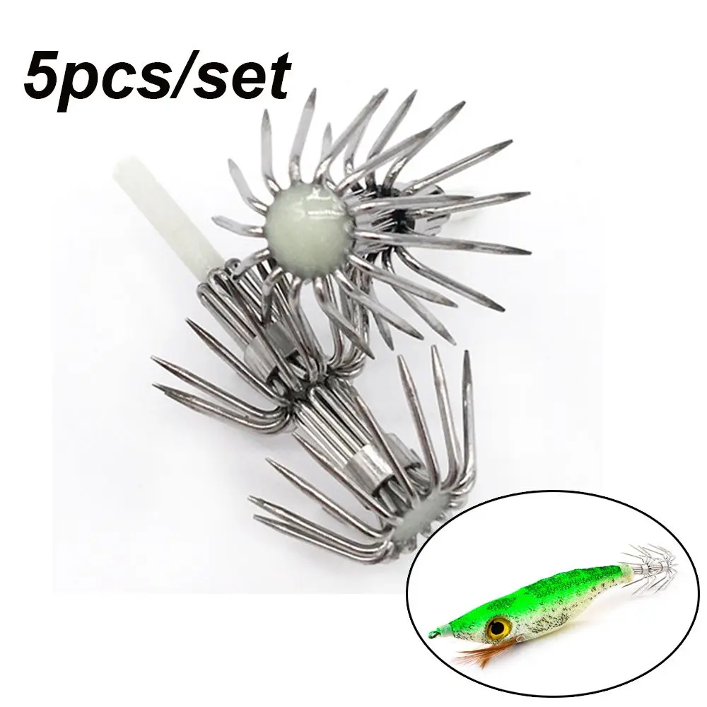 5 Stück 2.0 #   2.5 #   3.0 #   3.5 #   4.0 #   Hakenköder, hart, leuchtet im Dunkeln, Oktopus, Tintenfisch, Köder, Jig, Kunststoffköder, DIY-Haken, Angelzubehör