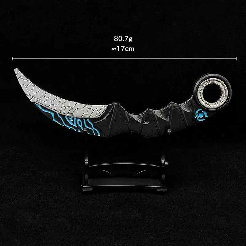 17cm/6.69in Obrotowy nóż z pazurem Karambit Metalowy model broni Nóż samurajski Titan Gra Tępy stalowy miecz Rzemiosło Zabawka Nóż PropGift