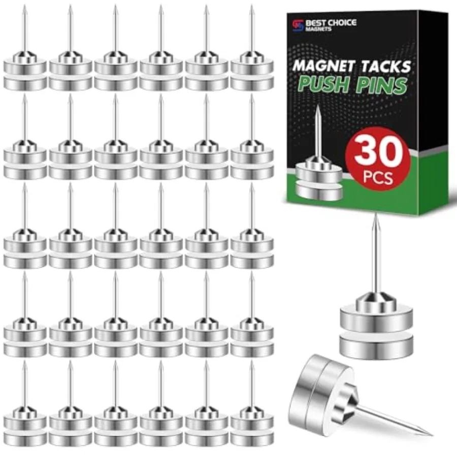 

30 Pack Magnetic Pushpin Magnetic Clips Magnet Thumb Tacks Magnet Tacks Push Pins for Cork Board Wall Bulletin Board Photo Wall
