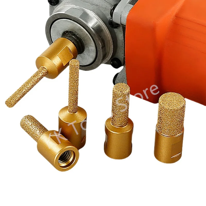 M10 Vacuum Brazed Diamond Stone Core Drill Bit Slotting Trimming Tool Angle Grinder Clearing Granite Marble Brick Profile Router