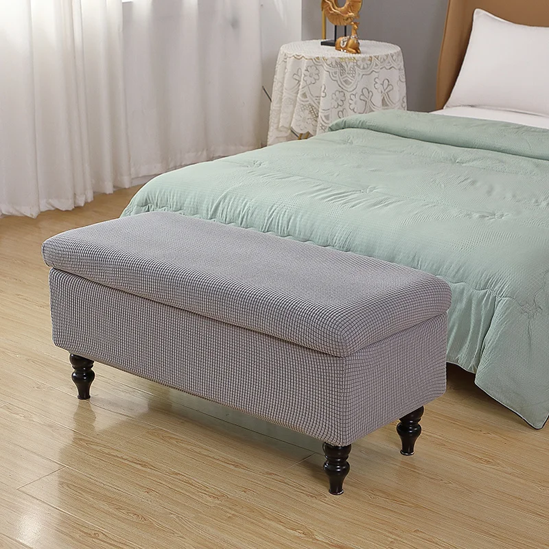 Elastic Storage Stool Cover Polar Fleece All-inclusive Ottoman Covers Rectangle Bedroom Dust Footstool Slipcovers Bench Case