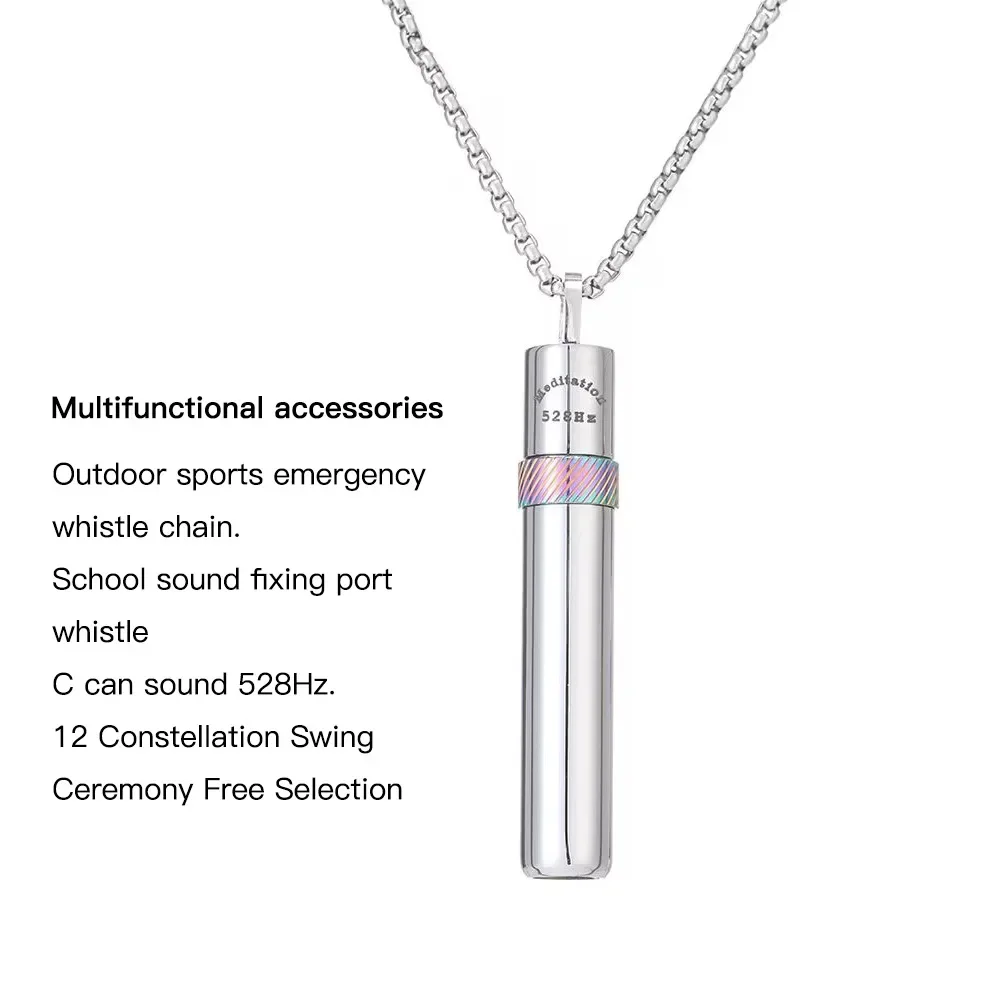 528Hz Frequency Whistle Love Frequency Pendants Rotation Stress Relief Meditation Breathing Anxiety Stainless Steel Necklace