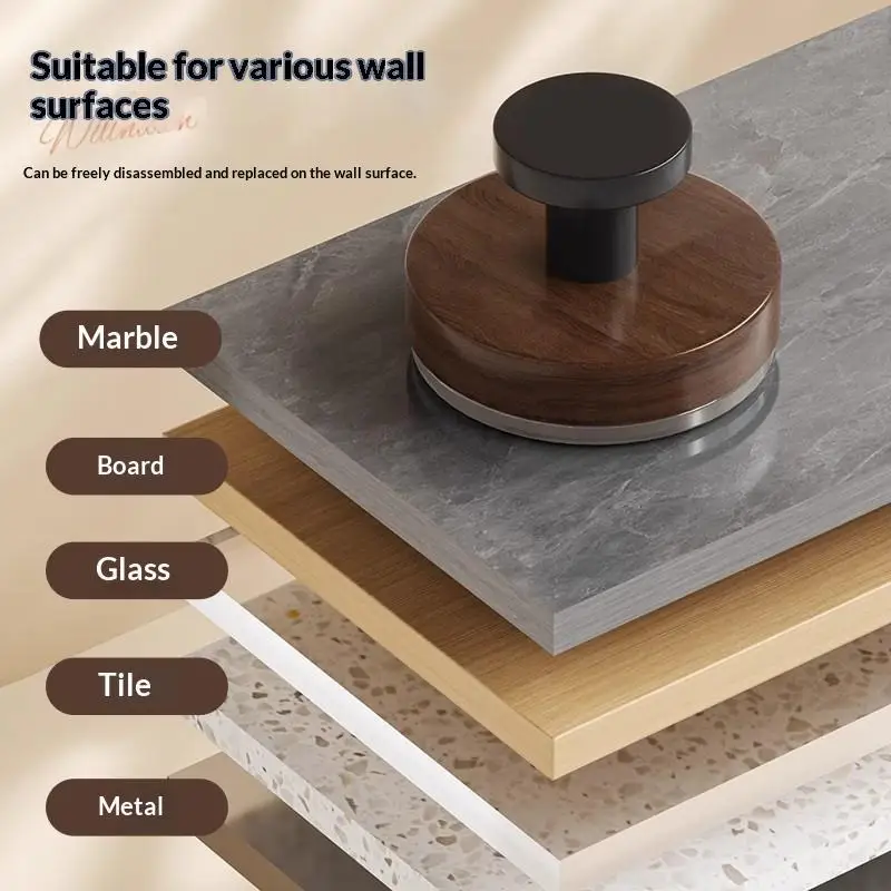 Decorative Wood Suction Cup Hook Natural Walnut Heavy Load Hanger for Door Back Keys Hat Clothes Home Storage
