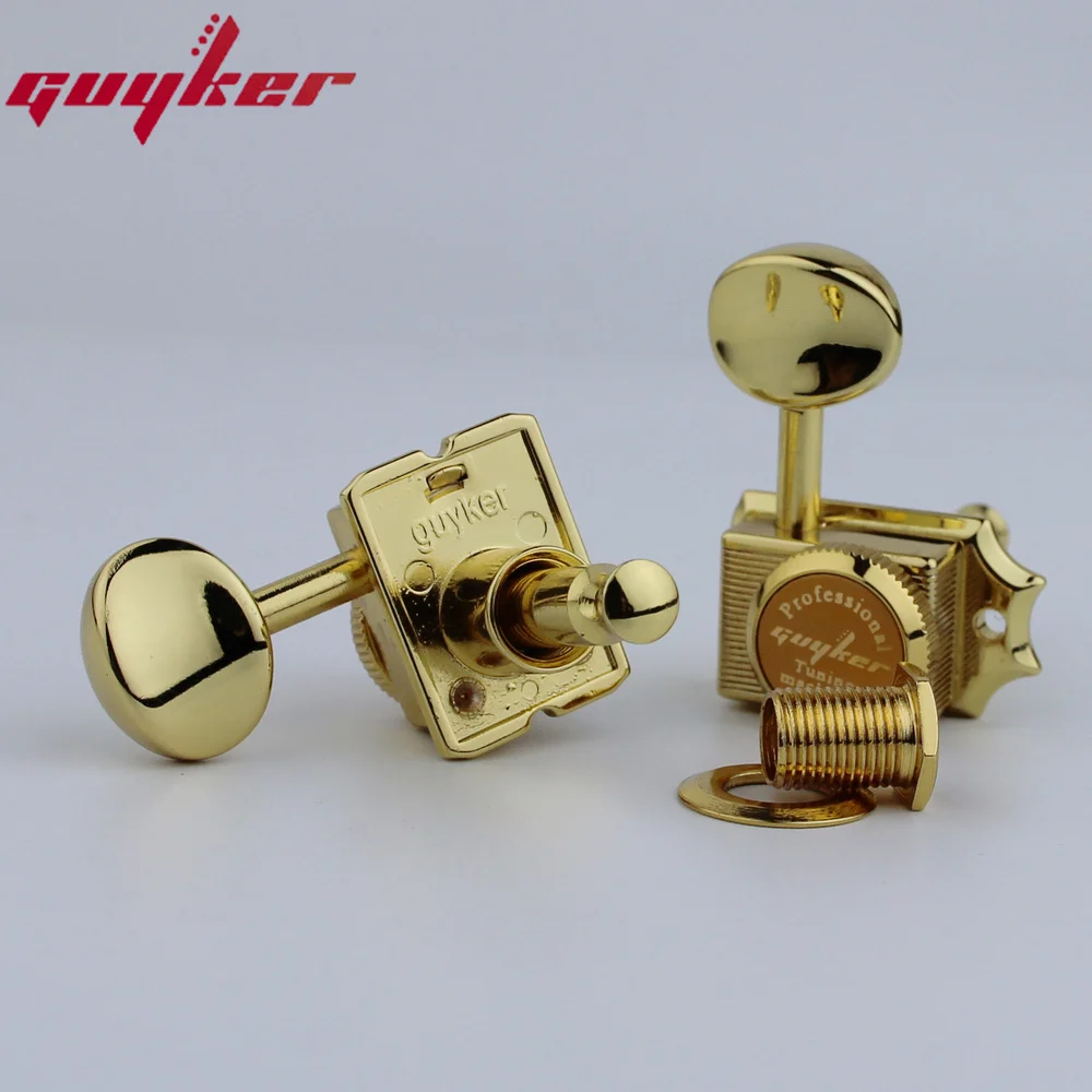 GUYKER Vintage Locking Tuners Nut Style Gold Electric Guitar Machine Heads Tuners Gear ratio 1:15 For ST TL Guitar Tuning Pegs