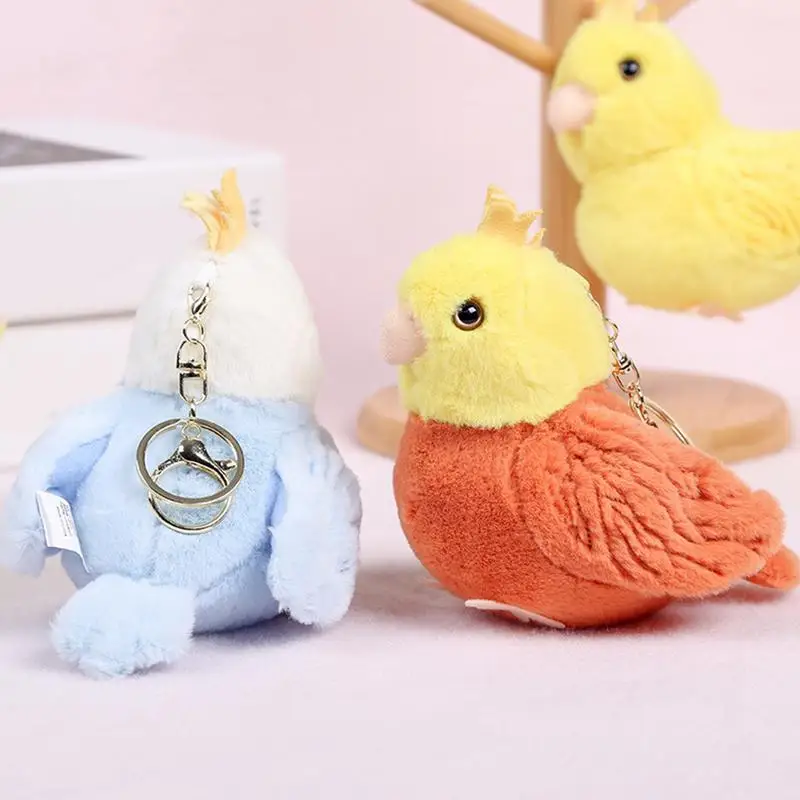 Plush Parrot Keychain Cute Plush Cartoon Parrot Hand Bag Charm Backpack Keyrings Cute Plush Bag Charm Multifunctional Cute Anime