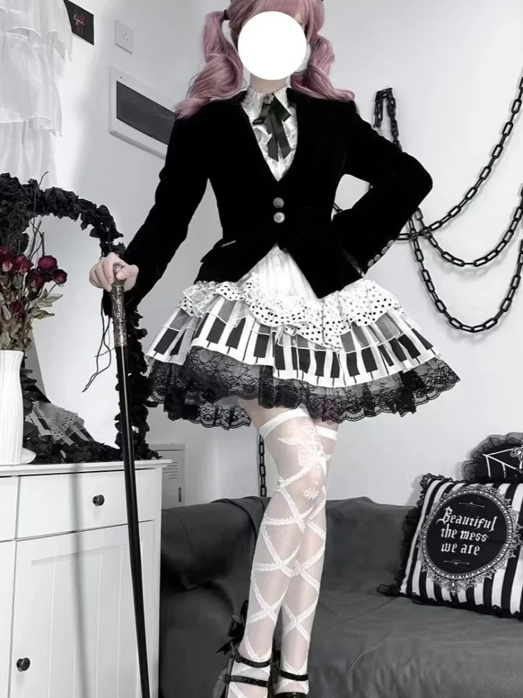 

Японская юбка-плиссе в горошек для женщин, ретро-дизайн, кружевная, свободная, в стиле субкультуры, короткая юбка, винтажная, кавайная