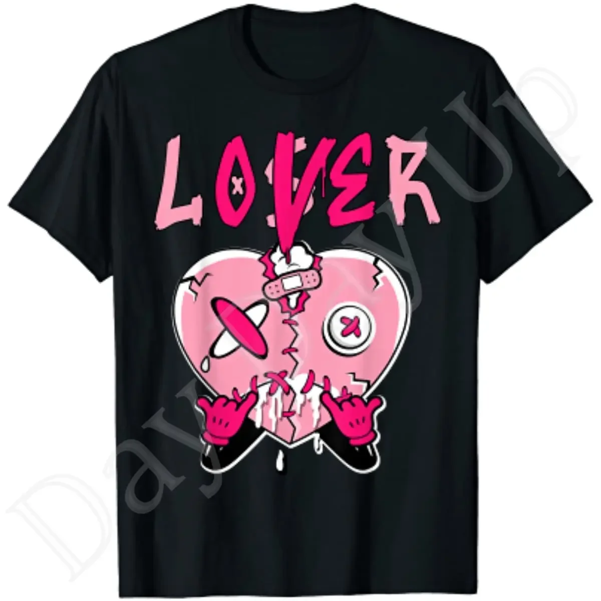 Graphic T Shirts Oversized  Round Collar  Y2K Style Short Cotton Loser Lover Heart Dripping Low Triple Pink Men T-Shirt summer