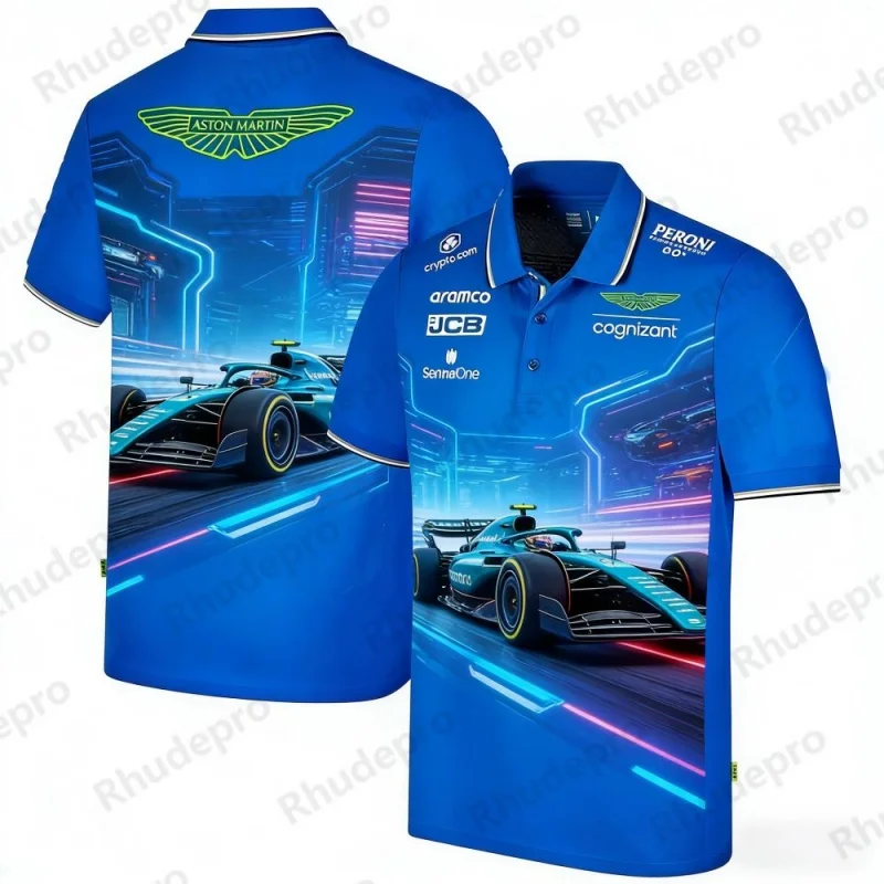 Camisa polo con botones estilo callejero del equipo Aston Martin Racing Fernando Alonso 14 Ropa de manga corta para hombres y mujeres