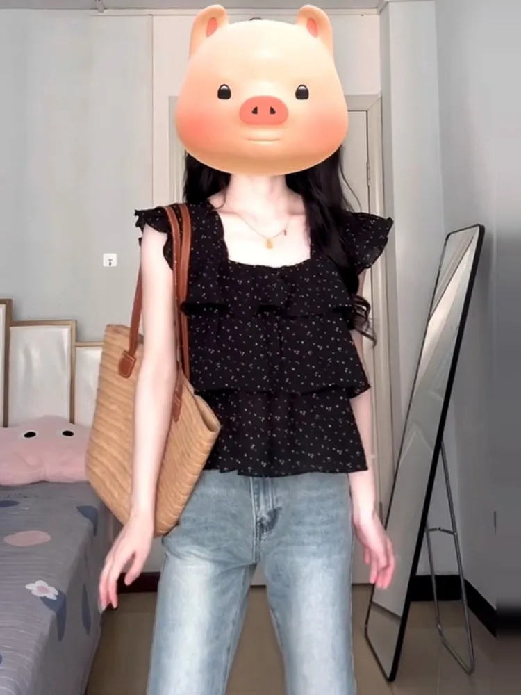 

Новая модная женская шифоновая блузка с цветочным принтом, весна 2026, универсальная, свободного кроя, для повседневной носки