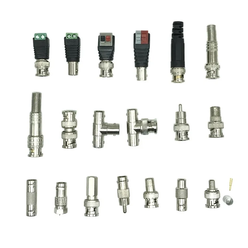 10PCS BNC Male to BNC Female & F‑Type Adapter Kit, Hexagonal BNC F‑Cap Coaxial Connector for CCTV Analog Video