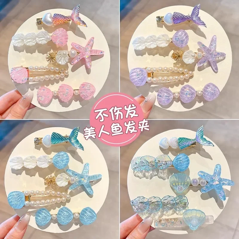 

Styling Accessories Series Shell Starfish Hair Clips Pearl Pink Princess Headdress Purple Barrette Hair Accessories for Women