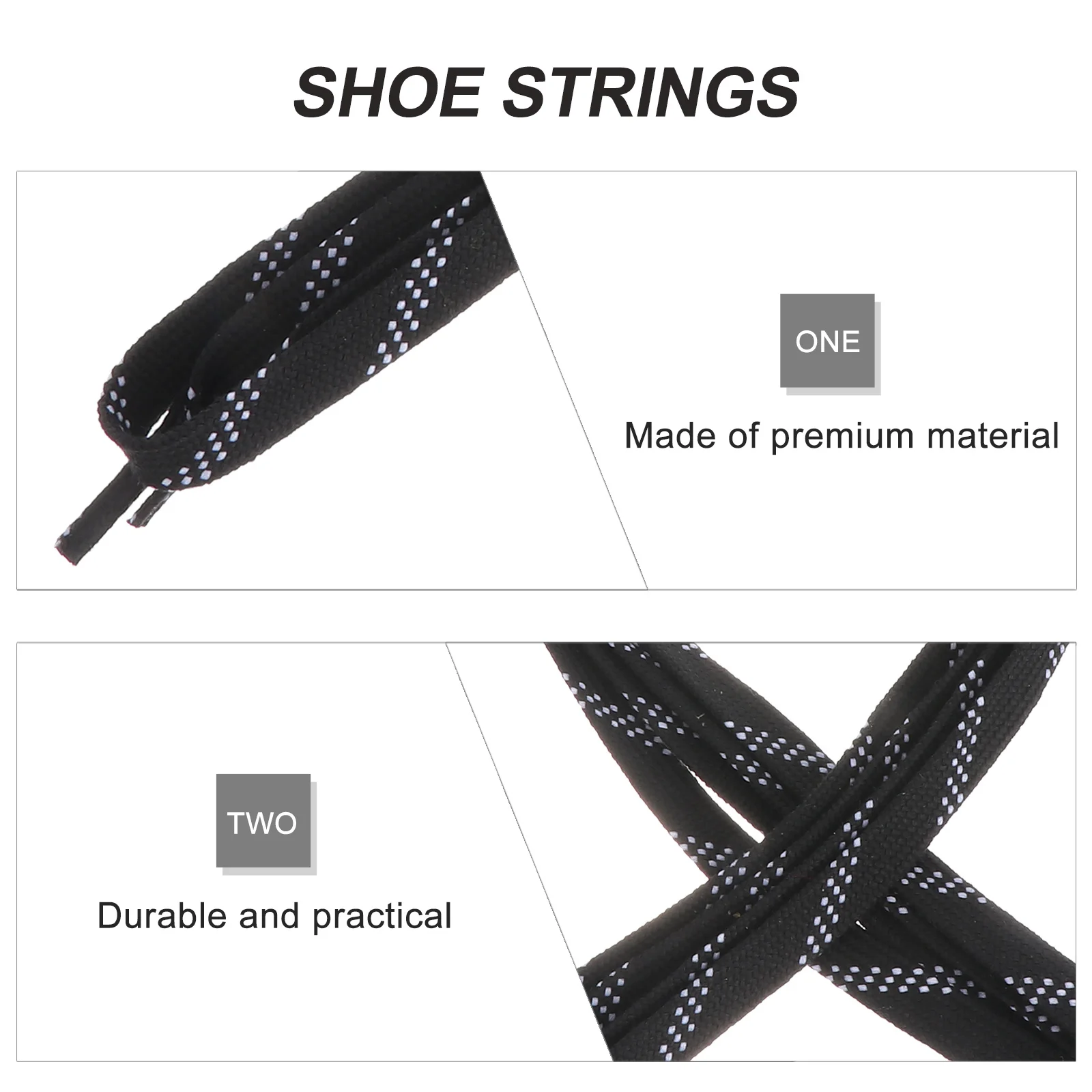 

1 Pair Anti-Freezing Shoe Laces For Ice Hockey Skates Skiing Sports Shoes Waxed Durable Shoelaces Black 96 Inch