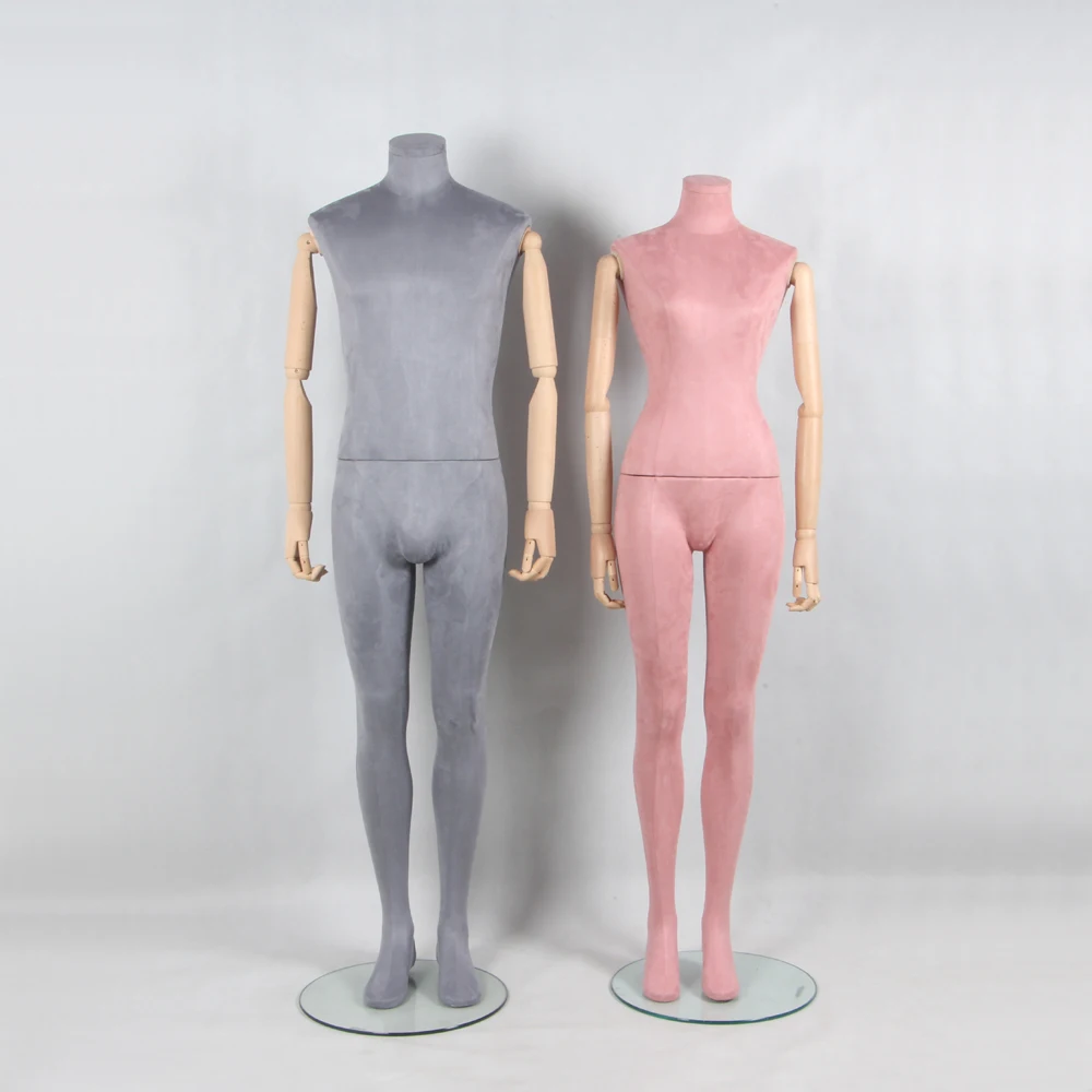Wooden Articulated Arm Velvet Fabric Female Cut Foam Dummy Dress Form Ladies Underwear Headless Mannequin