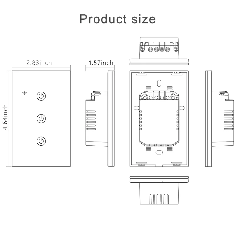 Wifi e buletooth interruptor de painel de toque padrão dos eua painel de interruptor inteligente 1/2/3/4 vias funciona com tuya compatível com google home