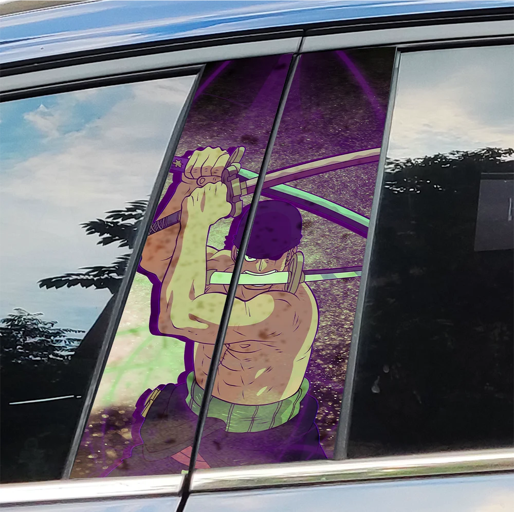 Autocollants de voiture Anime Zoro, pilier B automatique, imperméable, crème solaire, décoration, couverture, rayures, porte, vinyle, décalcomanies, accessoires