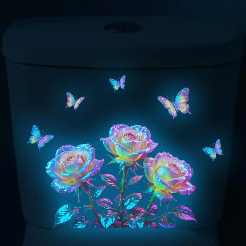 Autocollant mural auto-adhésif amovible en forme de rose qui brille dans la nuit, décoration murale pour la maison, chambre à coucher, salon