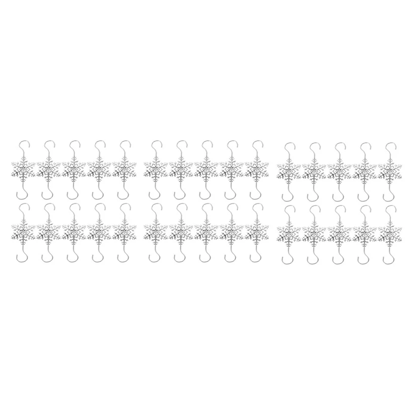 

Desk Top Decor 30Pcs Snowflake Tree Ornament Hooks Decorating Hangers Metal Wire Ornament Hooks Durable Easy To Use Silver