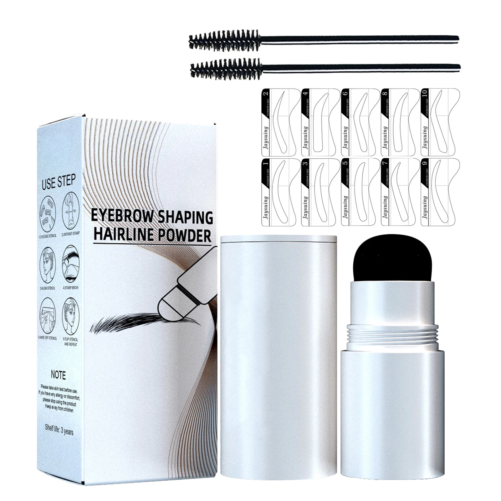 Eye Brow Stamping Kit Waterproof Eyebrow Shaper Portable Brow Stamp Kit With 10 Stencils Long-lasting Hair Line Shadow Stamp For