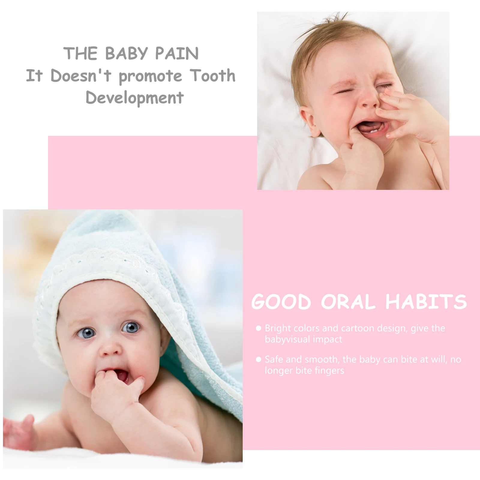 2 قطعة عضاضة الطفل سيليكون مضغ التعليمية المولي عضاضة مع سلسلة مكافحة الإفلات لتهدئة البقع يصعب الوصول إلى الإصبع