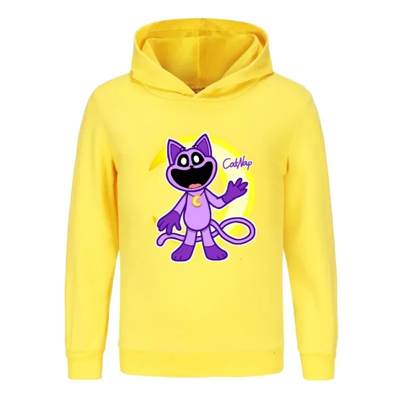 يبتسم المخلوقات Catnap هوديي البلوز طفل أطفال صبي فتاة الربيع مقنعين البلوز الكرتون ملابس منقوشة بكم طويل قميص الملابس