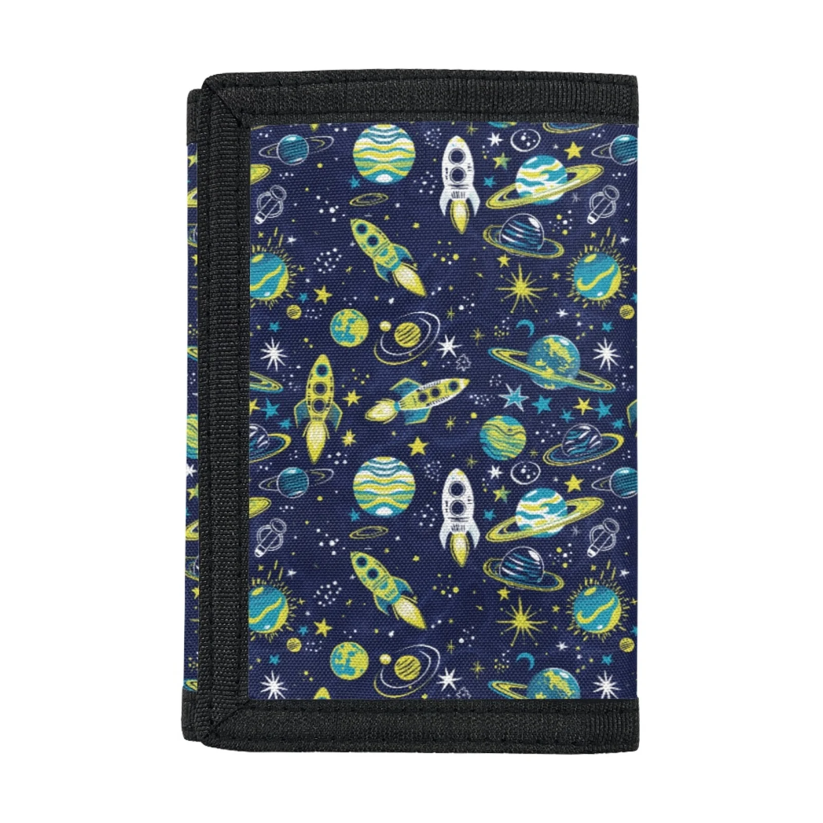 Kids Wallet for Boys, Trifold Canvas Outdoor Sports Wallet for Kids ,Space Ship Kids Festivals gifts, Birthday Gifts Wallet