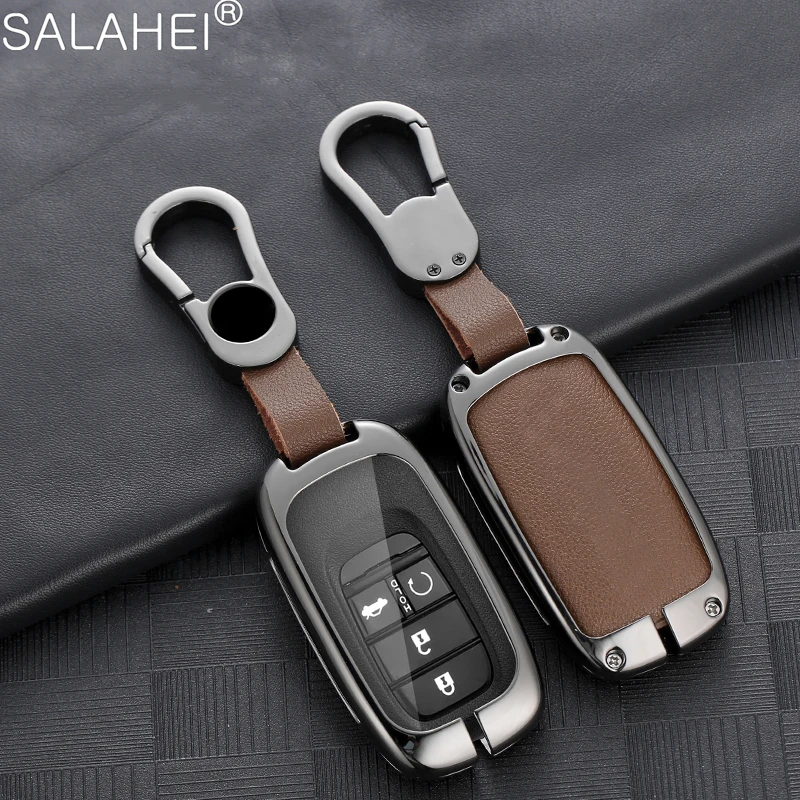 

Zinc Alloy Leather Car Key Case Full Cover Holder Shell Protection Bag For Honda Civic 11th 2021 2022 2023 Keychain Accessories