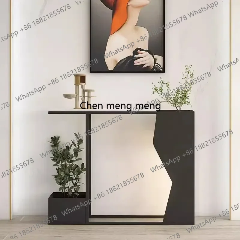 

Luxury Console Table Modern Iron Narrow Entrance Hall Corridor Creative Rock Slab Flower Stand Integrated Entrance Tables c d