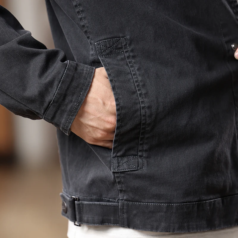 الرجعية الأمريكية غسلها الدنيم سترة الرجال قميص غير رسمي فضفاض العلامة التجارية العصرية وسيم عمال سترة ربيع الخريف الموسم