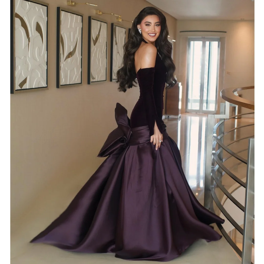 

Arabic Trumpet Evening Dresses Woman Removable Sleeves Prom Dress Elegant Wedding Party Gown Customized Formal Vestidos