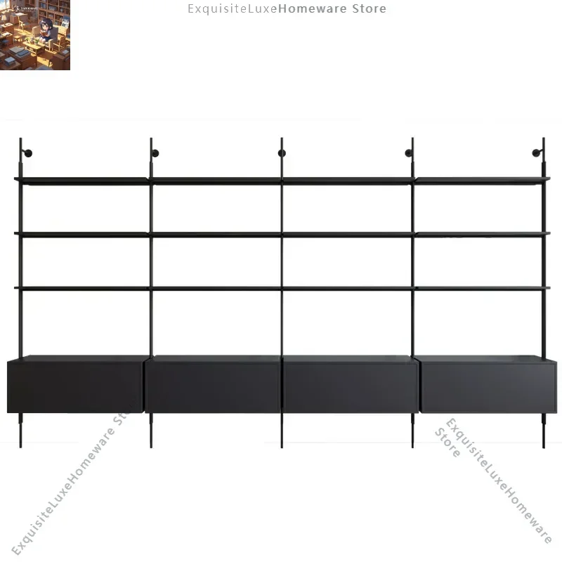 

Italian wrought iron bookshelf floor partition bookcase minimalist bookshelf living room full wall display rack multi-layer