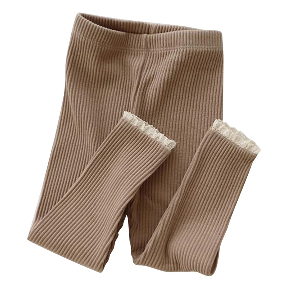 

Мягкие и дышащие брюки для девочек на весну и осень, милые длинные брюки с кружевной отделкой, модные удобные повседневные универсальные детские леггинсы