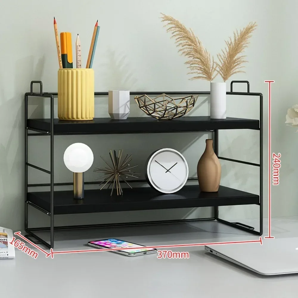 2 Layers Desktop Bookshelf Kitchen Office Organizer Holder Wooden Small Simple Bookshelf Desk Storage Office Dormitory Desk