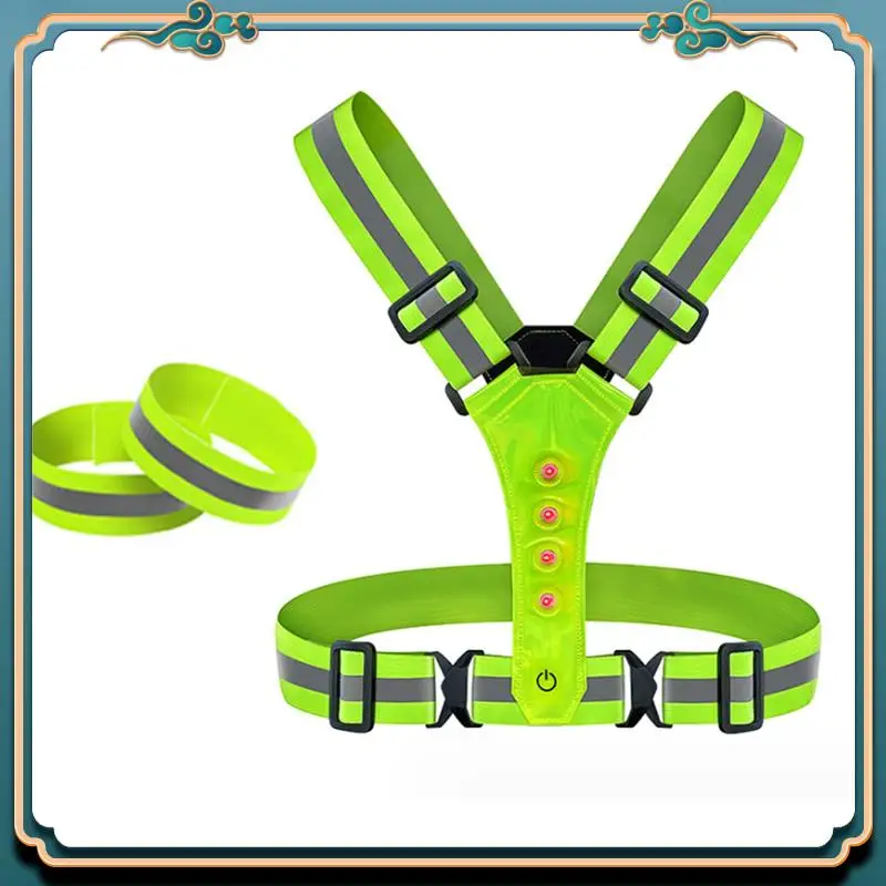 

ABMV-LED Reflective Vest Running Gear, High Visibility Running Vest USB Rechargeable Running Lights For Runners With Armbands Du