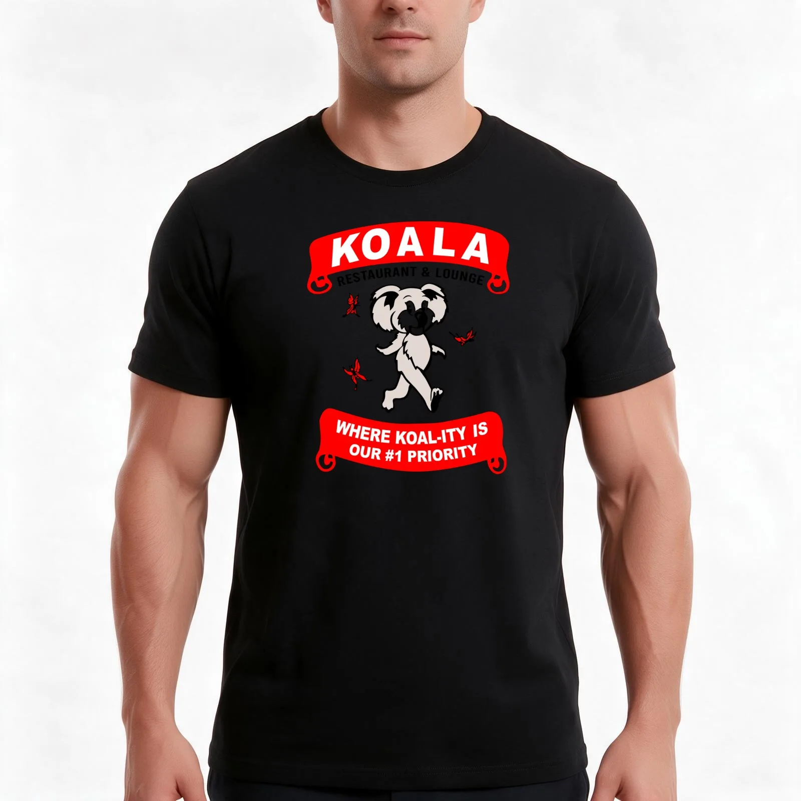 Koala Restaurant And Lounge T-Shirt, Summer Casual Cotton Tee, Oversized Streetwear Tops, Vintage Graphic Print, 100% Cotton