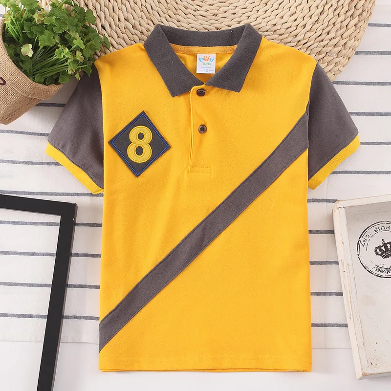 Boys Summer Tops Short sleeve Polo Shirt 2-12year Children cotton t Shirts Patchwork Fabric Clothing Kids No.8 motion casual Tee