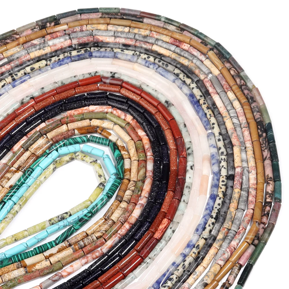 Natural Tube Stone Beads Column Agates Quartz Turquoise Tiger Eye Aventurine Charms Stone Bead for Jewelry Making DIY Bracelet
