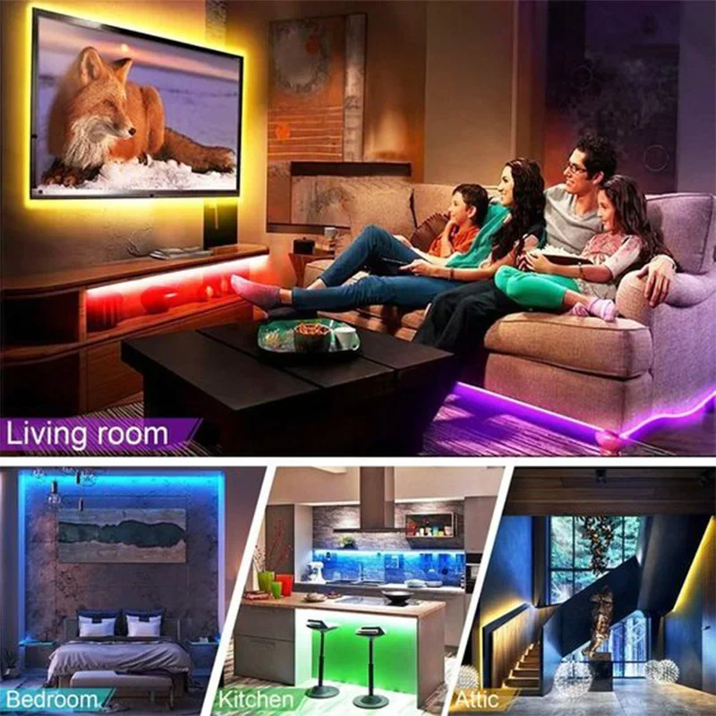 LED Strip Lights for Room Decor Bluetooth WIFI 24keys 44keys RGB LED Tape 5050 24v LED Lights Color LED Christmas Neon Lighting