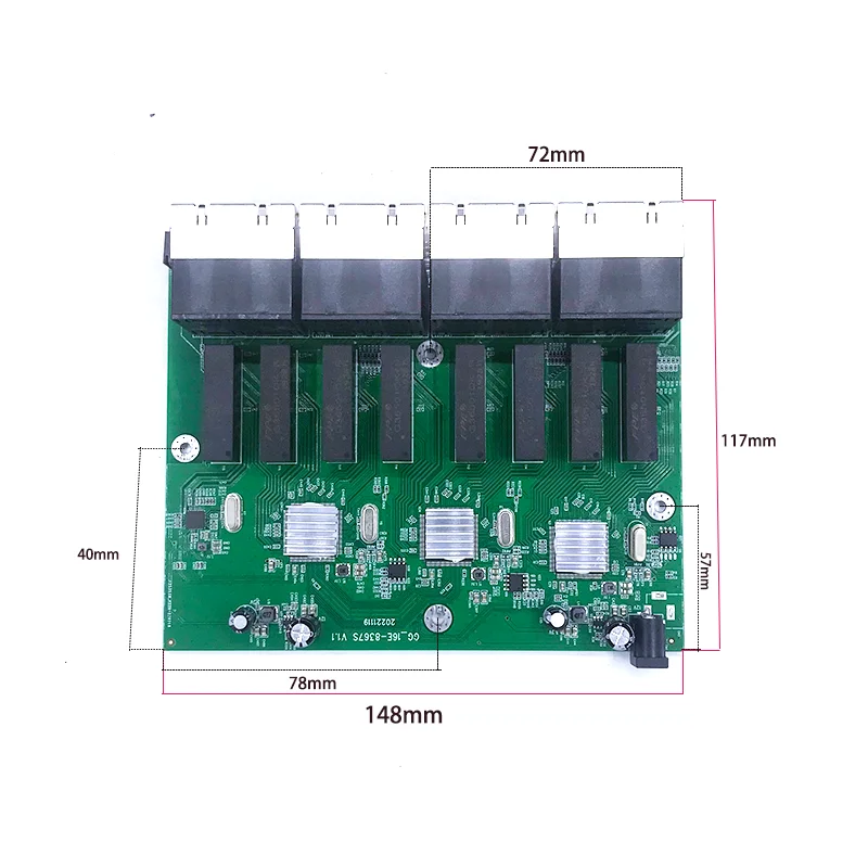 100M switch Unmanaged 16port 10/100M industrial Ethernet switch module Motherboard Ethernet PCBA board OEM Auto-sensing Ports