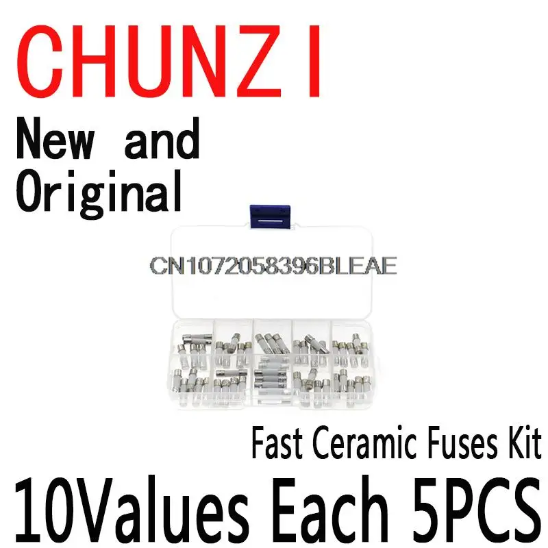 50PCS/Set 10Values Fast Ceramic Fuses Kit 250V 5*20mm MP Fuse Tube Assortment 5mm X 20mm 0.25A 0.5A 1A 2A 3A 5A 8A 10A 15A 20A