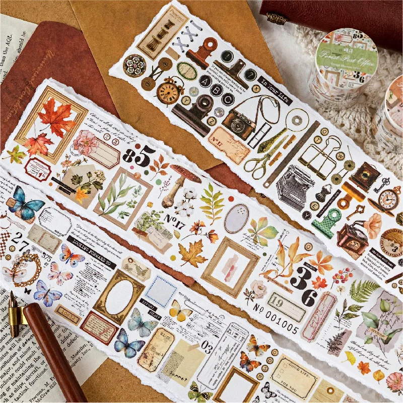 6 Styles Washi Paper Tape Retro Museum Series Retro DIY Handheld Decoration Material Recycling Stickers