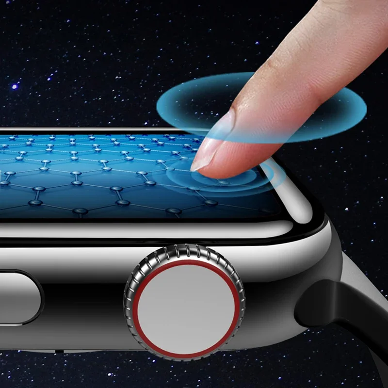 Full Glue Curved Tempered Glass for Apple Watch Series 9 45mm 41mm Screen Protector for iWatch 8 7 6 5 4 3 2 1 se2 40 44 42 40mm