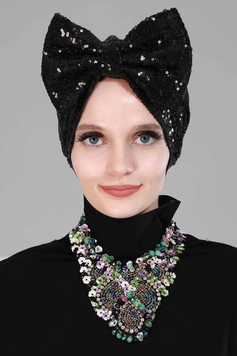 Nœud géant pailleté os noir