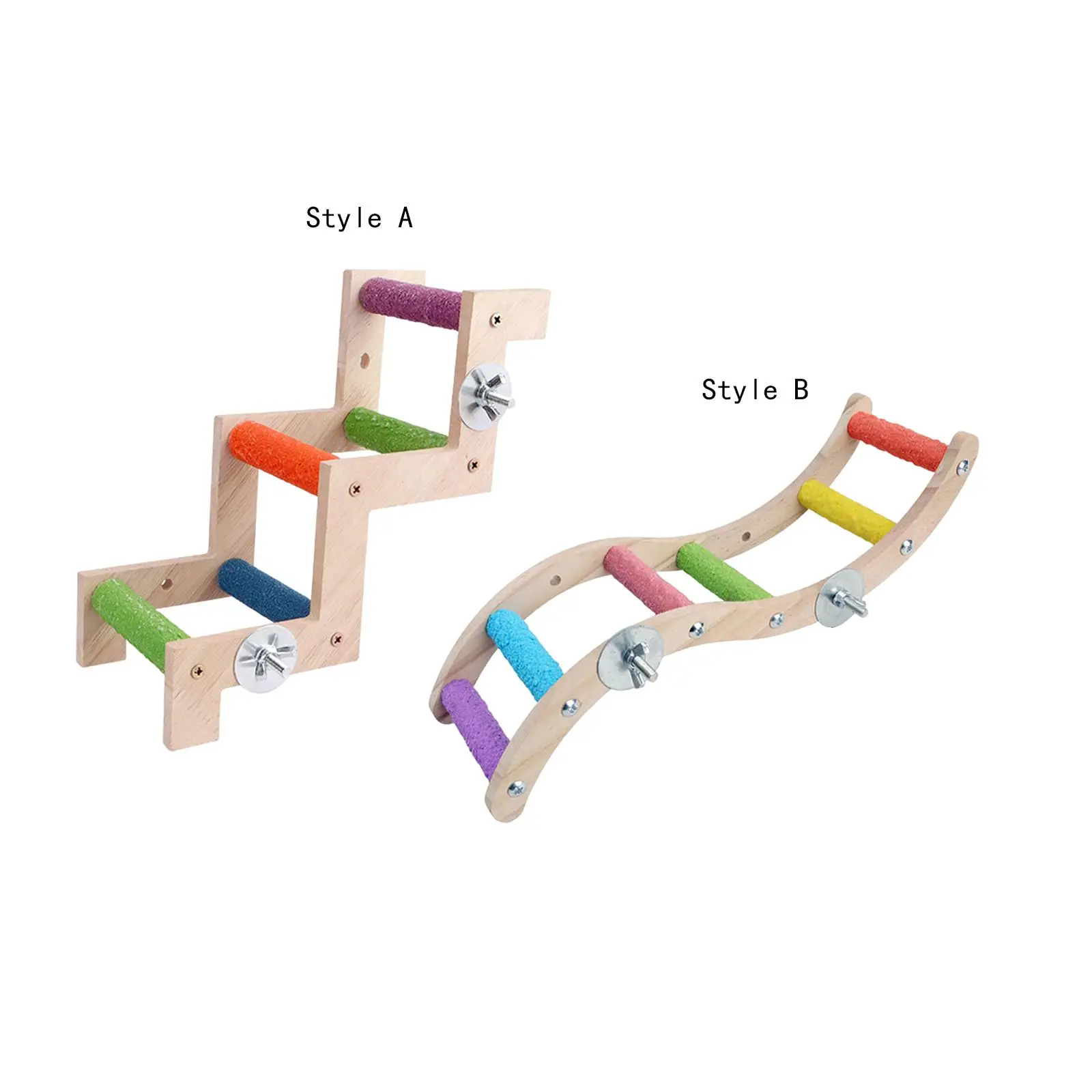 Bird Cage Ladder Solid Wood Birds Perch Stand for Parakeets Cockatiels Small Medium Parrot Conures Finch Bird Climbing Toys