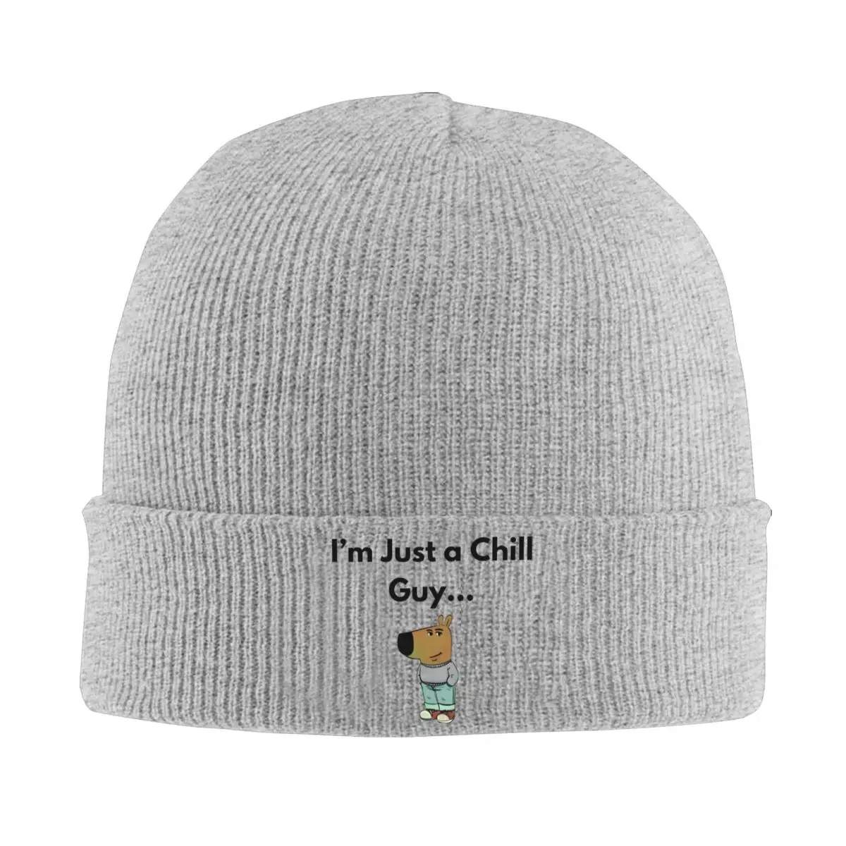 I'm Just A Chill Guy Knitted Caps for Women Men Beanie Winter Hats Acrylic Hip Hop Melon Cap