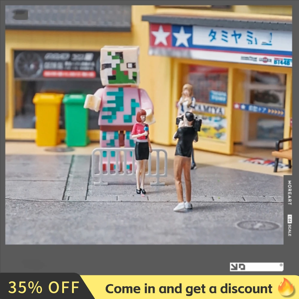 Kicarmod 1/64 Scale Model Figurine Racer & Journalist Collectible Doll Exquisite Figure for Fans in Scale Diecast Model Car