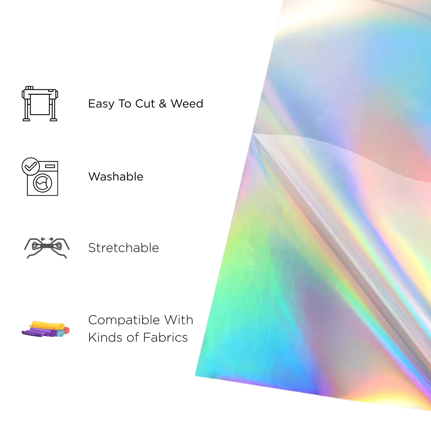 1 Roll Holographic HTV Vinyl,Heat Transfer Vinyl,Iron on Vinyl for Cricut T-Shirts DIY Design, Silhouette&Heat Press Machine - view 3