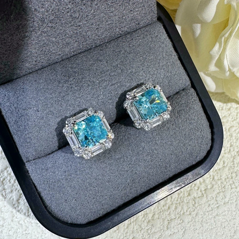 Imagem -04 - Wong Chuva-esmagado Gelo Corte Aquamarine Brincos de Pedras Preciosas para Senhoras Jóias na Moda 100 925 Sterling Silver Atacado 2.3ct